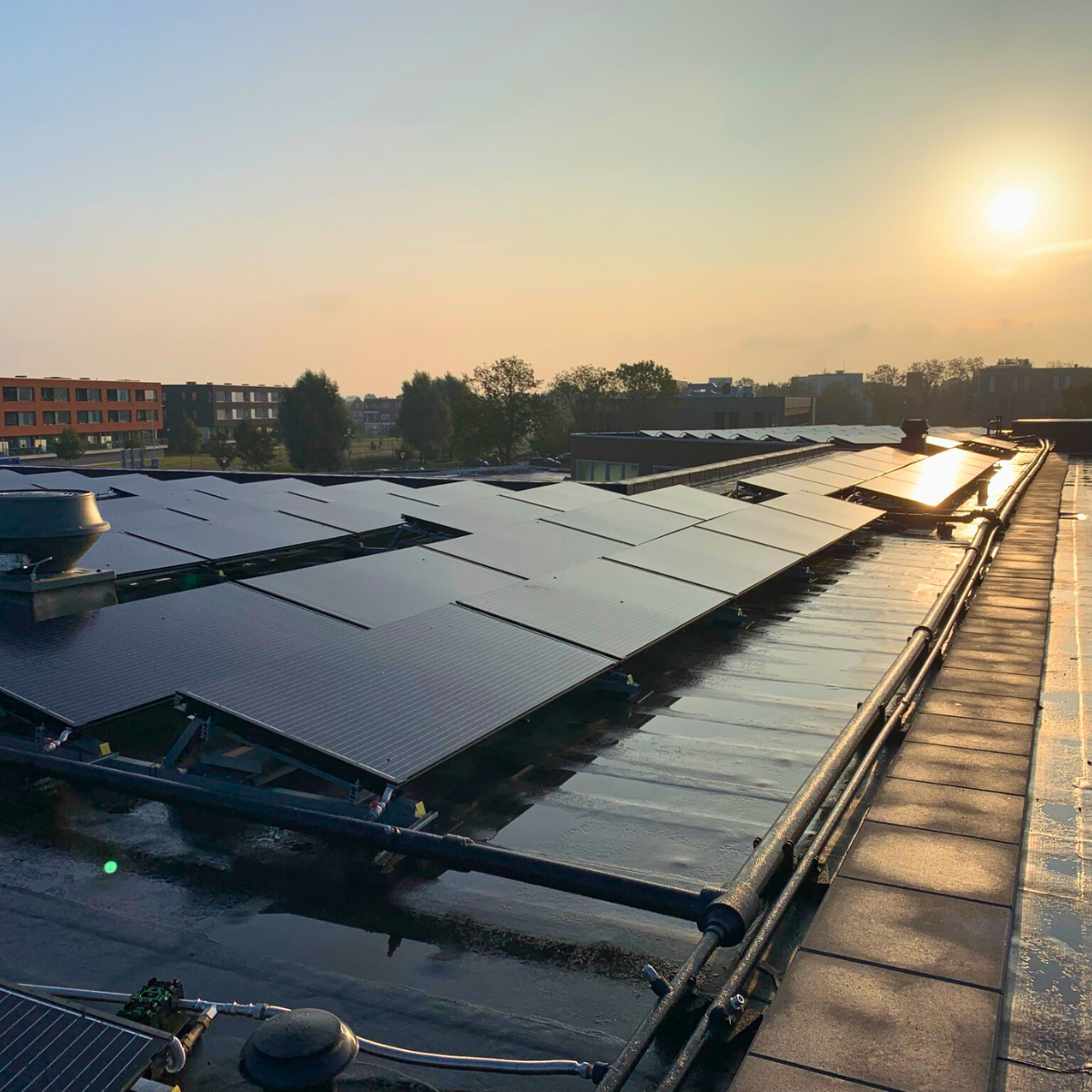 Triple Solar PVT-Anlage auf Flachdach